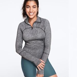 Victoria’s Secret PINK Lightweight Ultimate Half Zip Gray Marl NEW